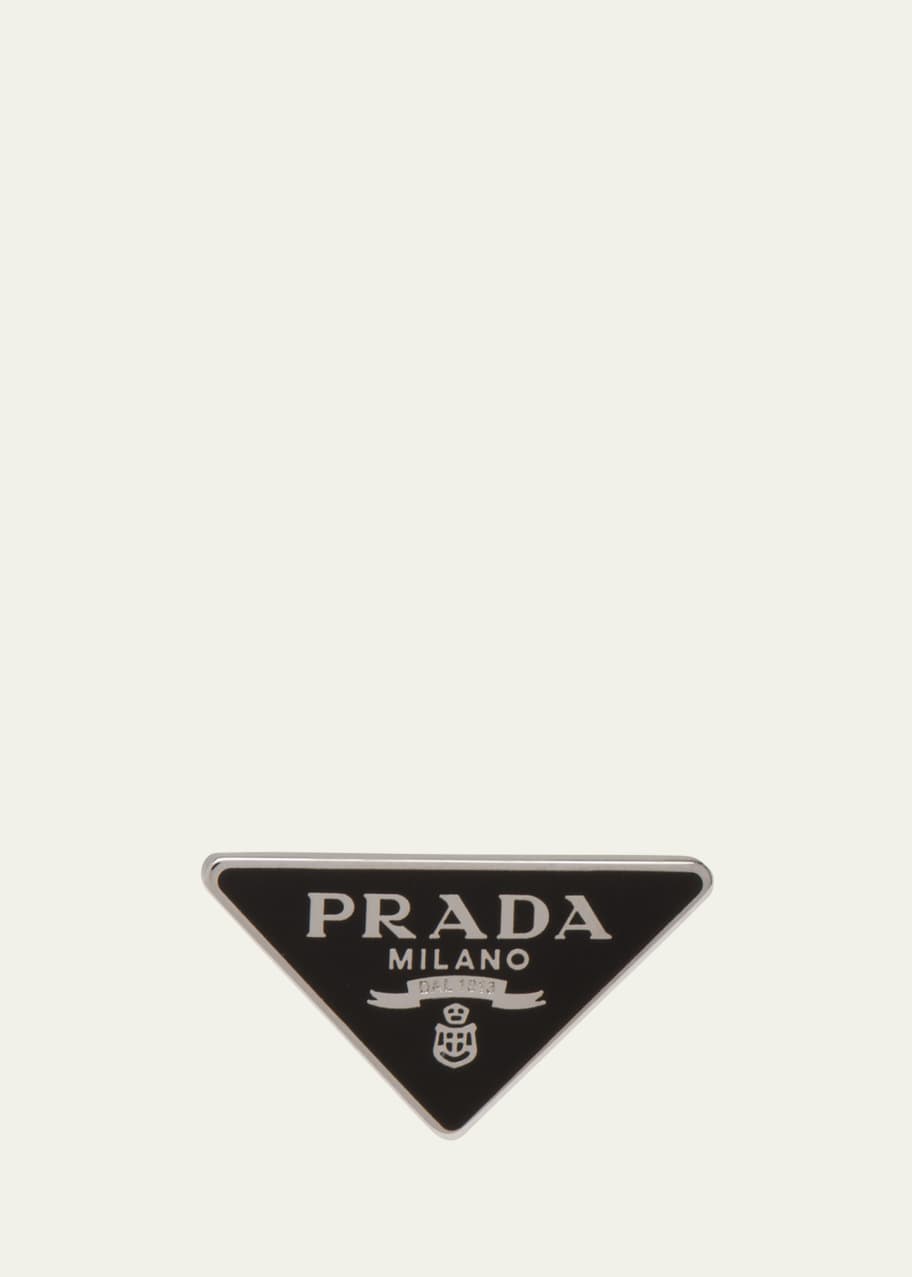 Prada Enamel Triangle Logo Clip Earring, Left - Bergdorf Goodman