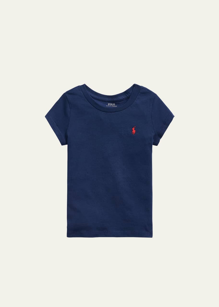 Image 1 of 1: Girl's Logo Embroidered T-Shirt, Size 2-4
