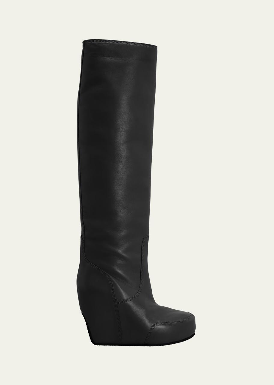 Dries Van Noten 105mm Tall Leather Wedge Platform Boots - Bergdorf
