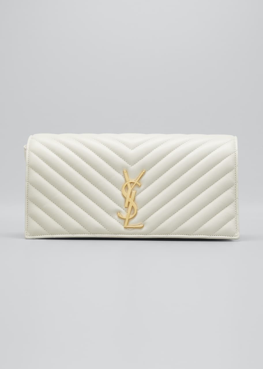 Yves Saint Laurent YSL Embossed Leather White Clutch Bag #24