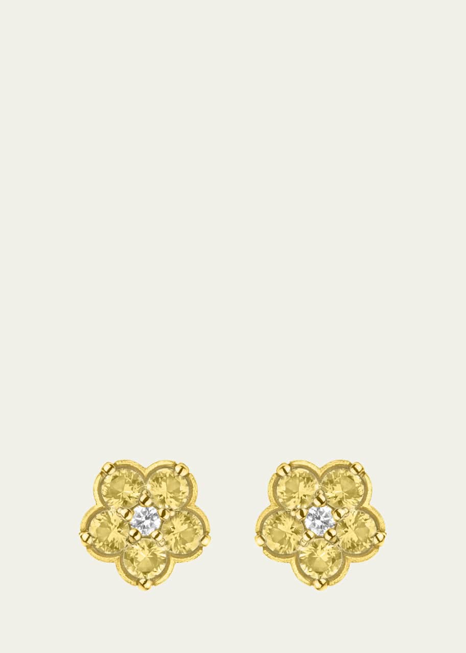 Image 1 of 1: 18K Yellow Gold Mini Wild Child Earrings with Diamonds and Yellow Sapphires