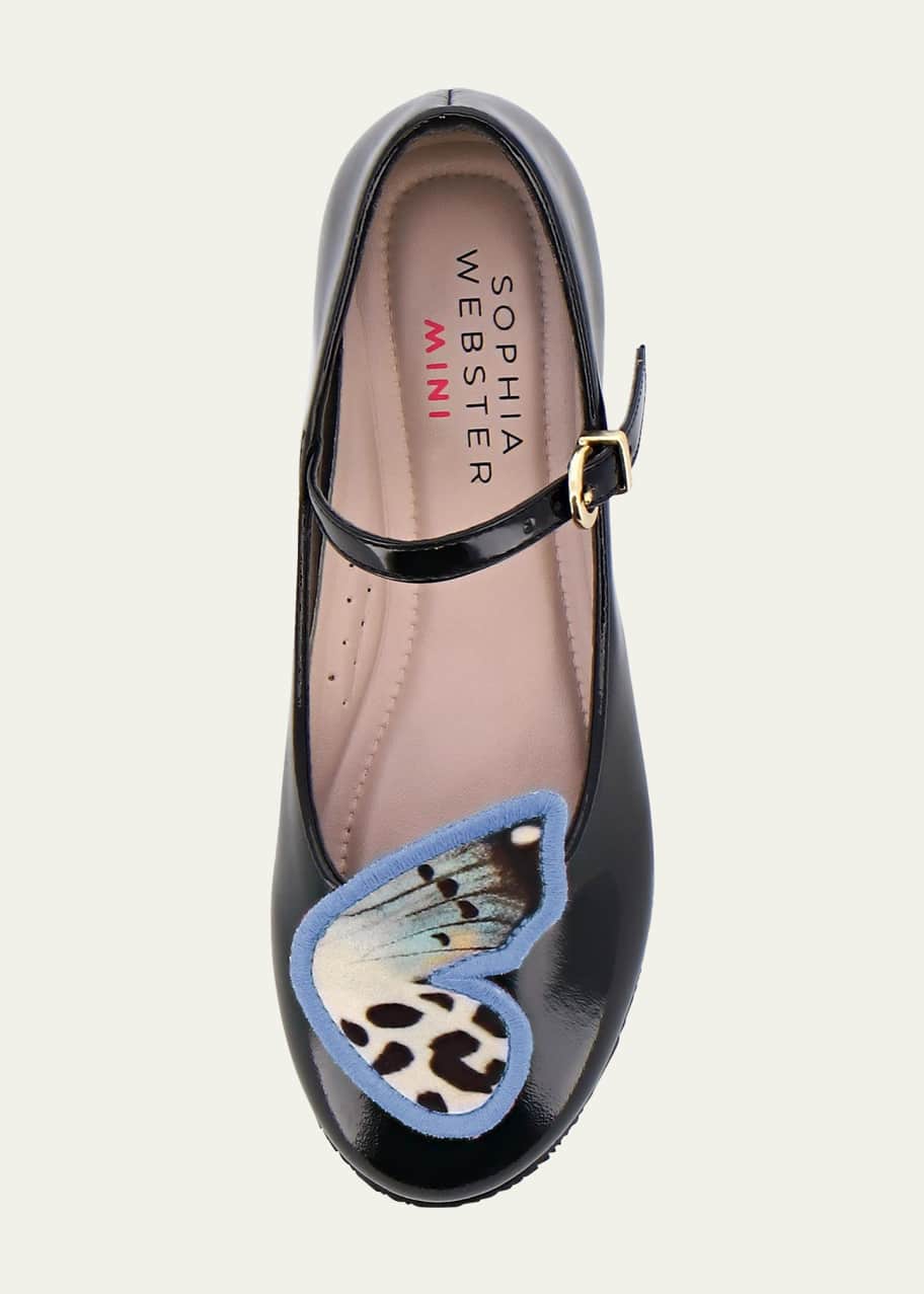 Image 1 of 1: Girl's Butterfly Patent Ballerina Flats, Toddler/Kids