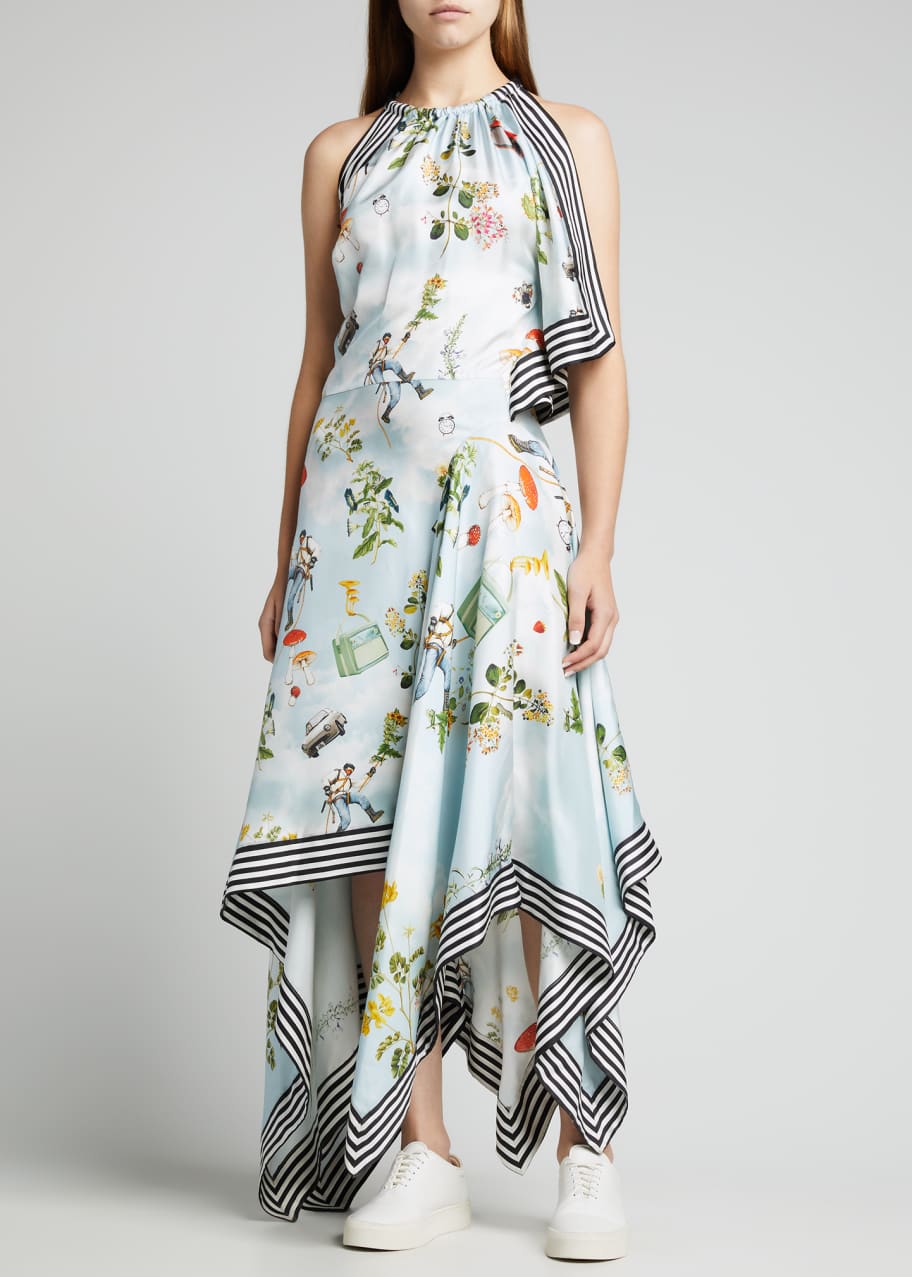knee length dresses for ladies ODETTE SCARF PRINT MIDI DRESS IN TEAL – AKIRA main image 1