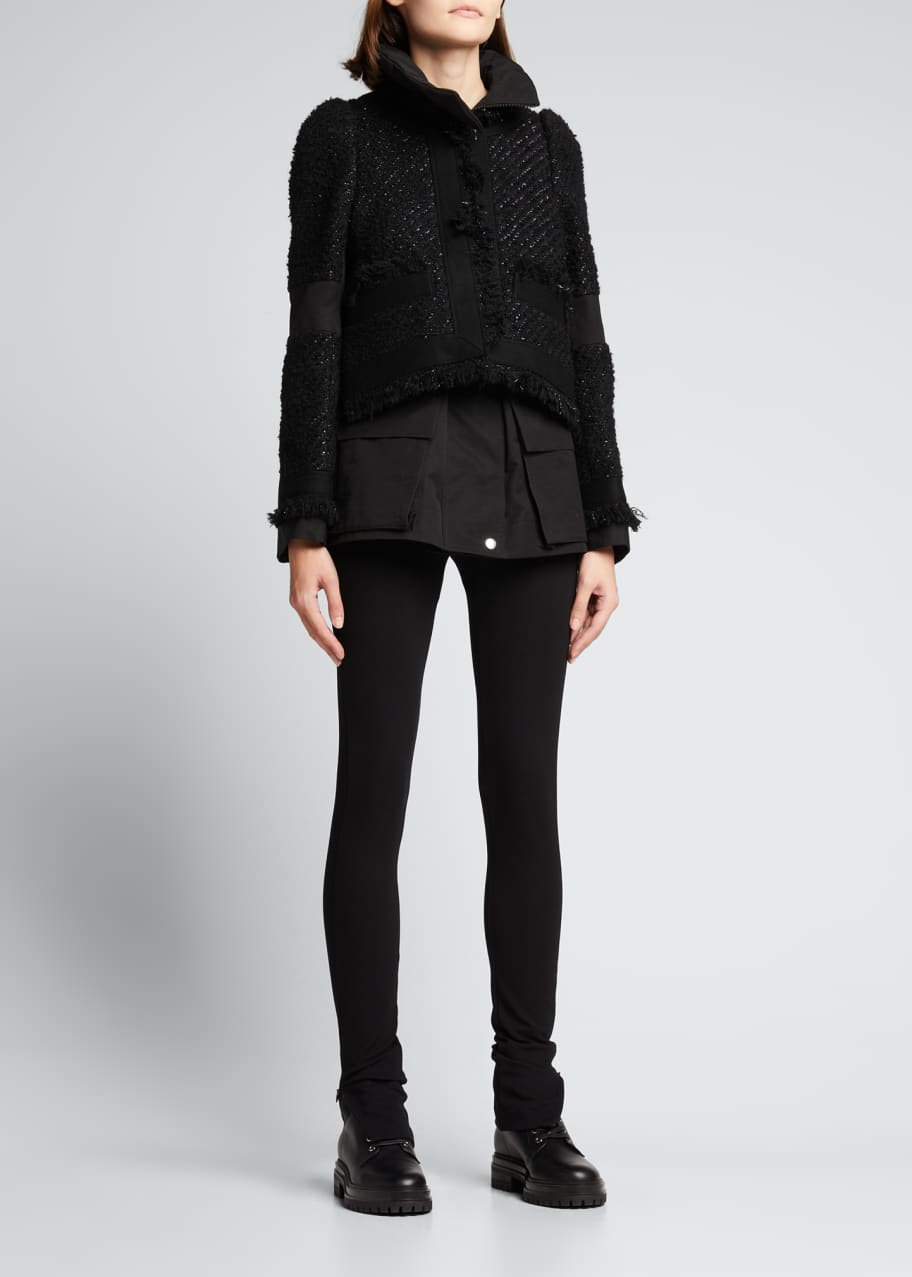 Fringe Lame Tweed High Neck Jacket