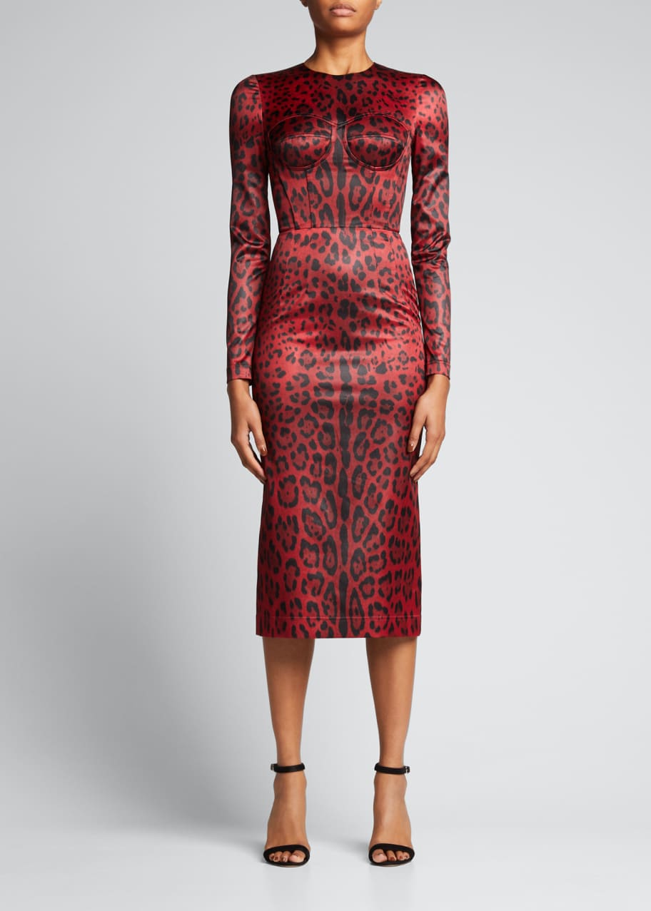 knee length dresses for ladies LEOPARD PRINT IS THE NEW BLACK SATIN MIDI DRESS – AKIRA