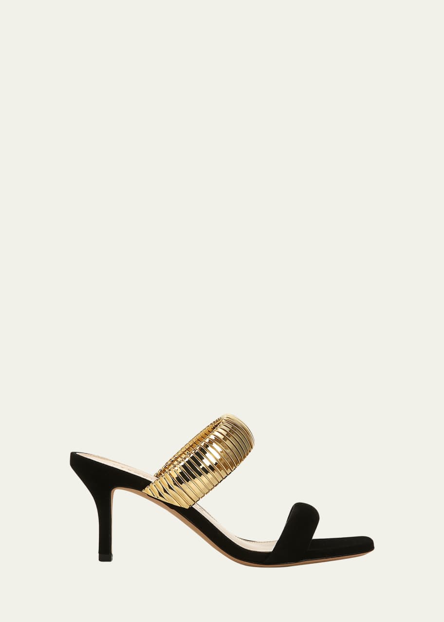 Veronica Beard Menna Metallic Suede Mule Sandals Bergdorf Goodman