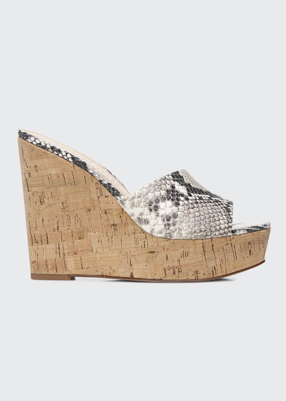 Veronica Beard Dali Snake-Print Wedge Sandals - Bergdorf Goodman