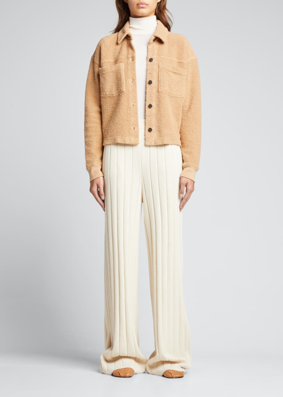 Cropped teddy 2025 trucker jacket