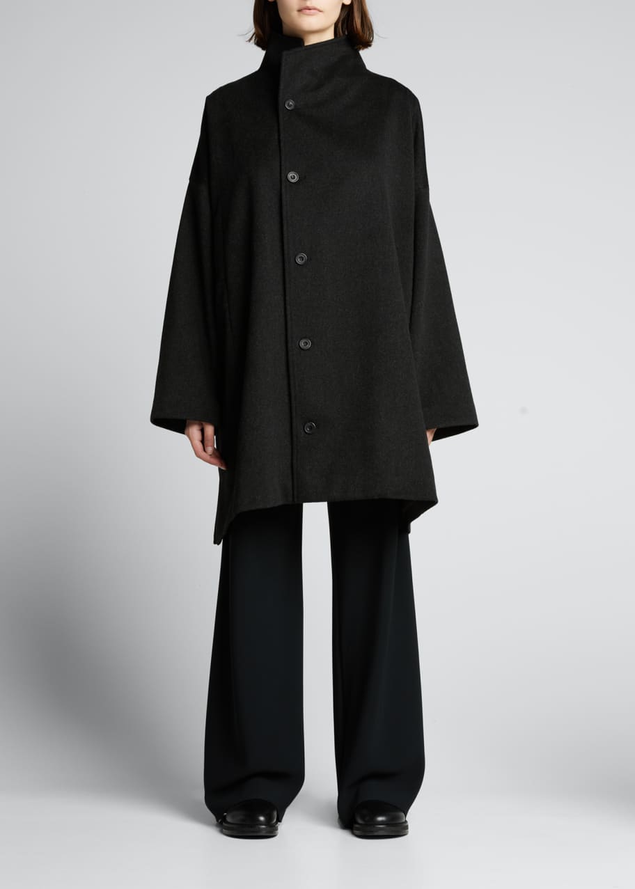 Wide A-Line Long Plus Wool-Cashmere Coat