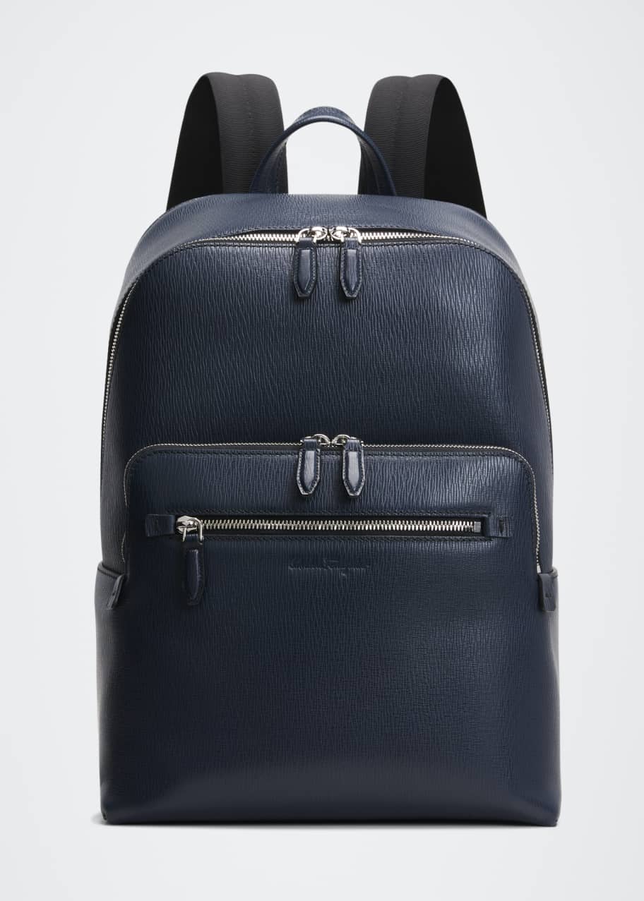 brief backpack leather ferragamo Salvatore Mens Calfskin Backpack, Loden Green two separate inner compartments Ferragamo Men's Revival Leather Backpack