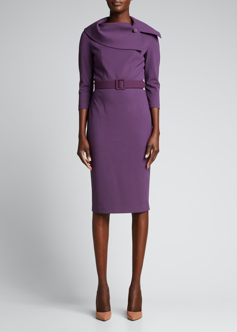 Badgley Mischka Collection Envelope Collar Crepe Sheath Dress Bergdorf Goodman 