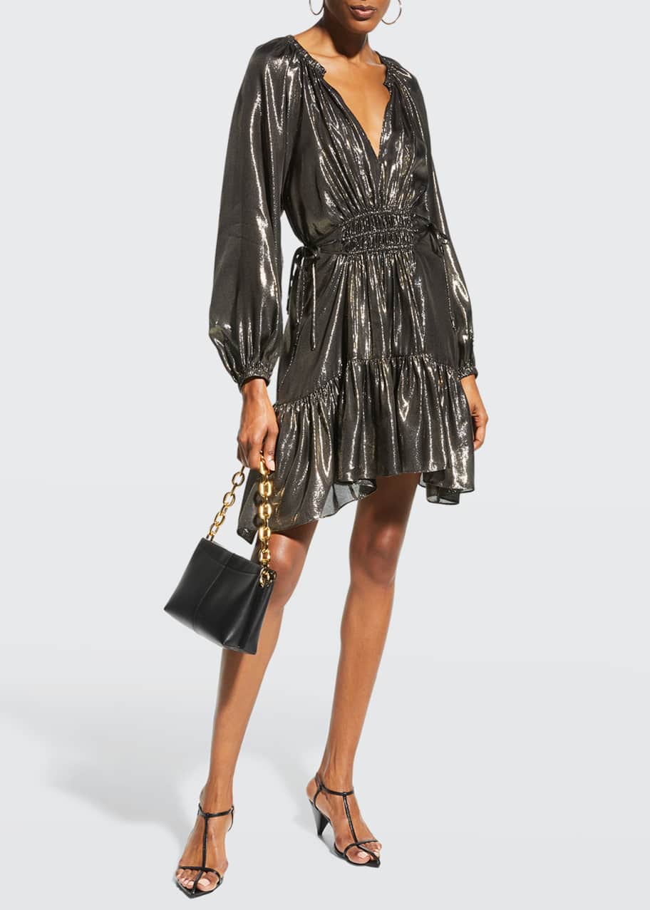 alc metallic dress A.L.C. METALLIC KNIT FIT + FLARE 'SUSANA' DRESS M
