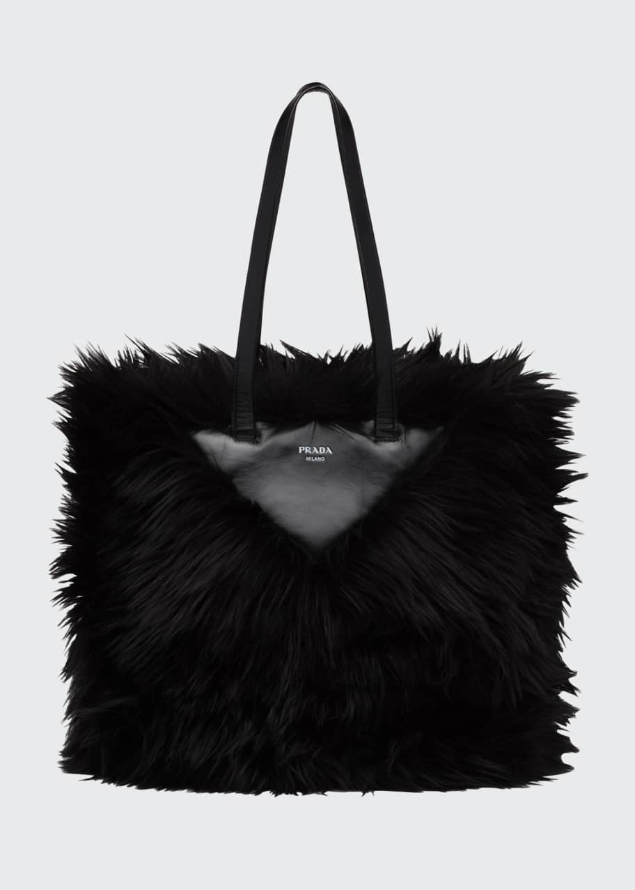 Prada Aspen Vitello Shaggy Faux Fur Tote Bag Bergdorf Goodman