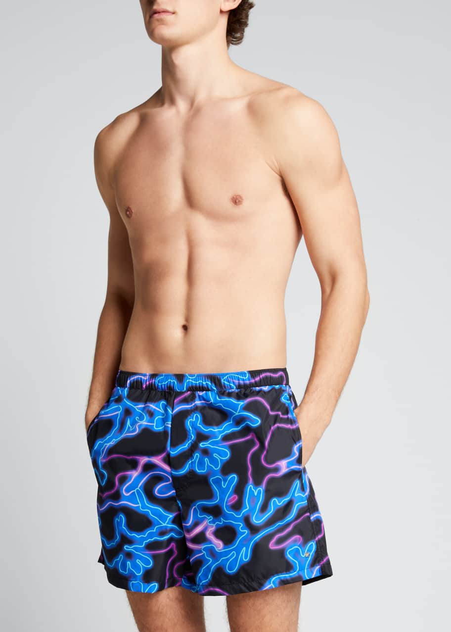 Valentino Garavani Men's Neon Camo Swim Shorts - Bergdorf Goodman