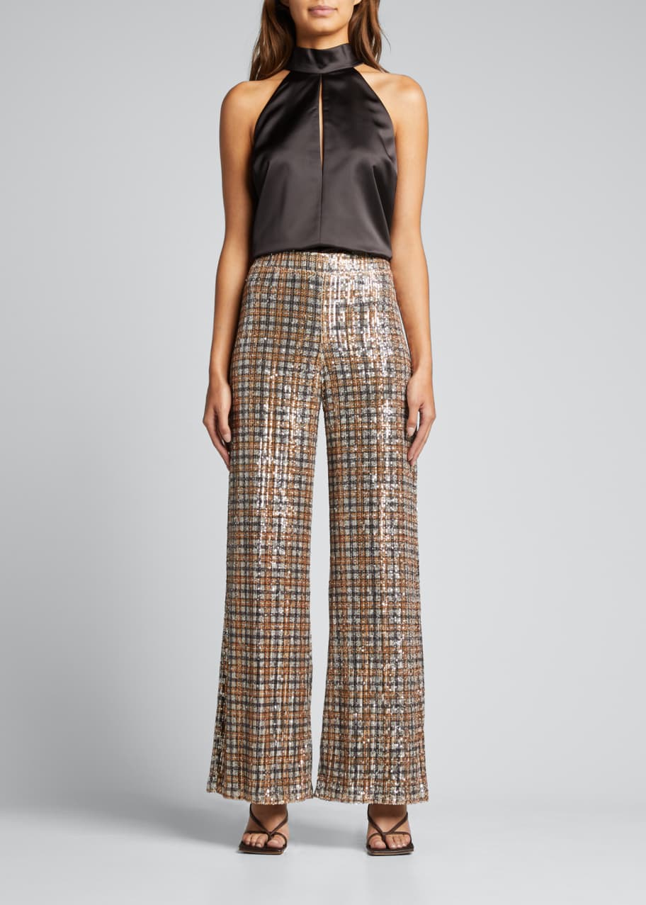 Plaid Sequin Pants