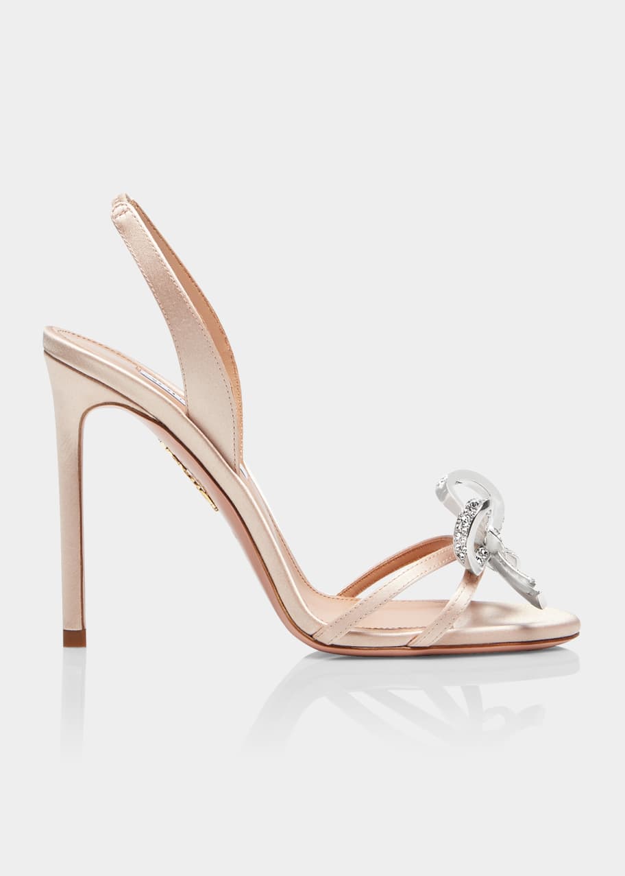 Aquazzura Babe Crystal Bow Slingback Cocktail Sandals - Bergdorf Goodman