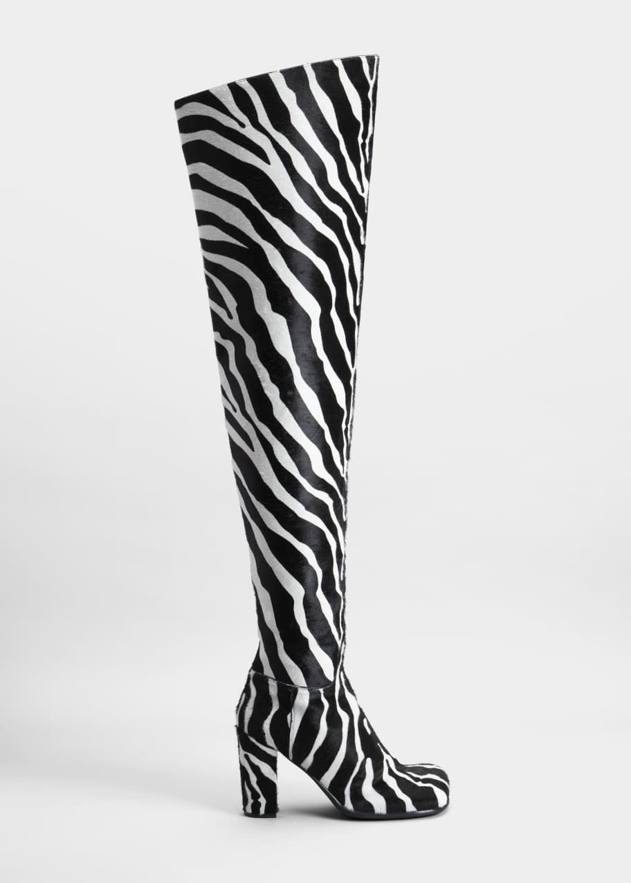 Bottega Veneta Zebra Print Fur Over The Knee Boots Bergdorf Goodman