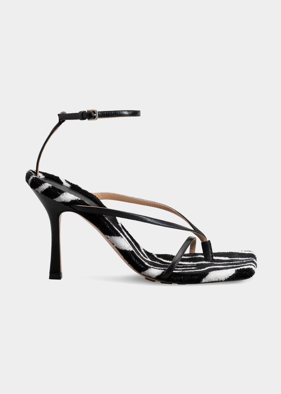 Bottega Veneta Multi Strap Zebra-Print Stretch High-Heel Sandals