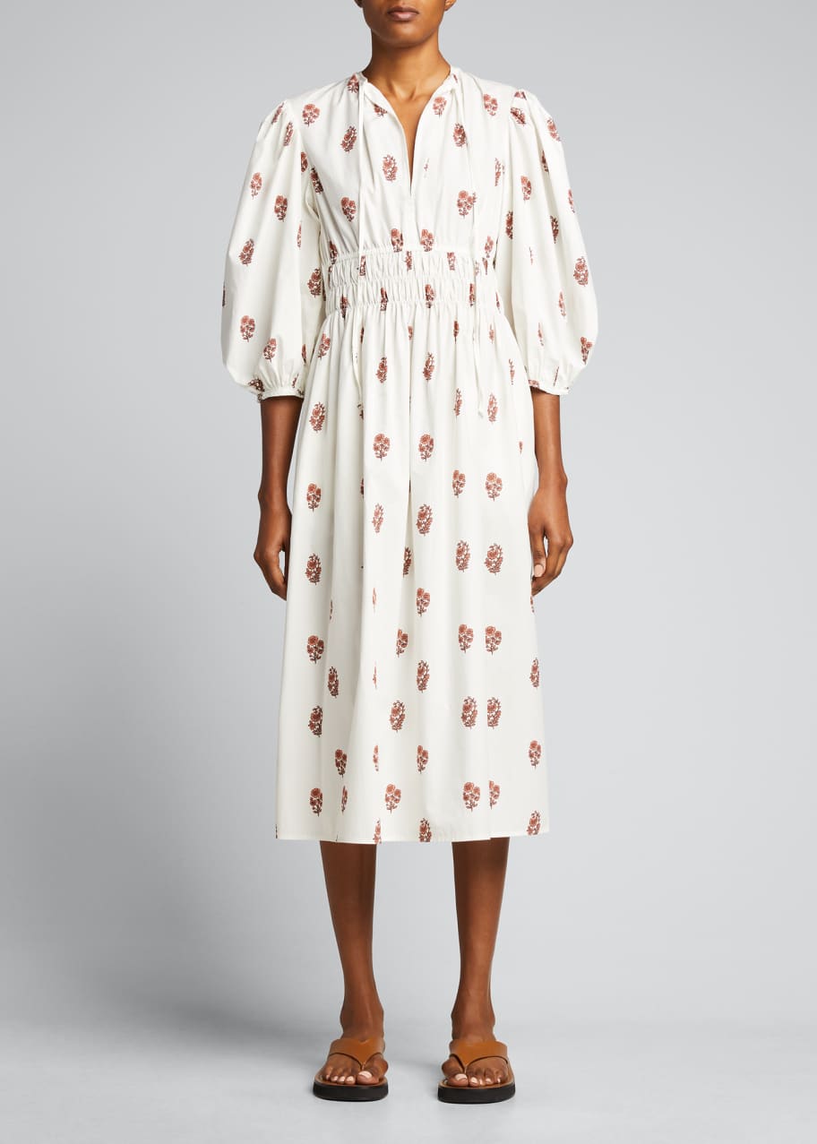 Ciao Lucia Georgina Puff-Sleeve Midi Dress - Bergdorf Goodman