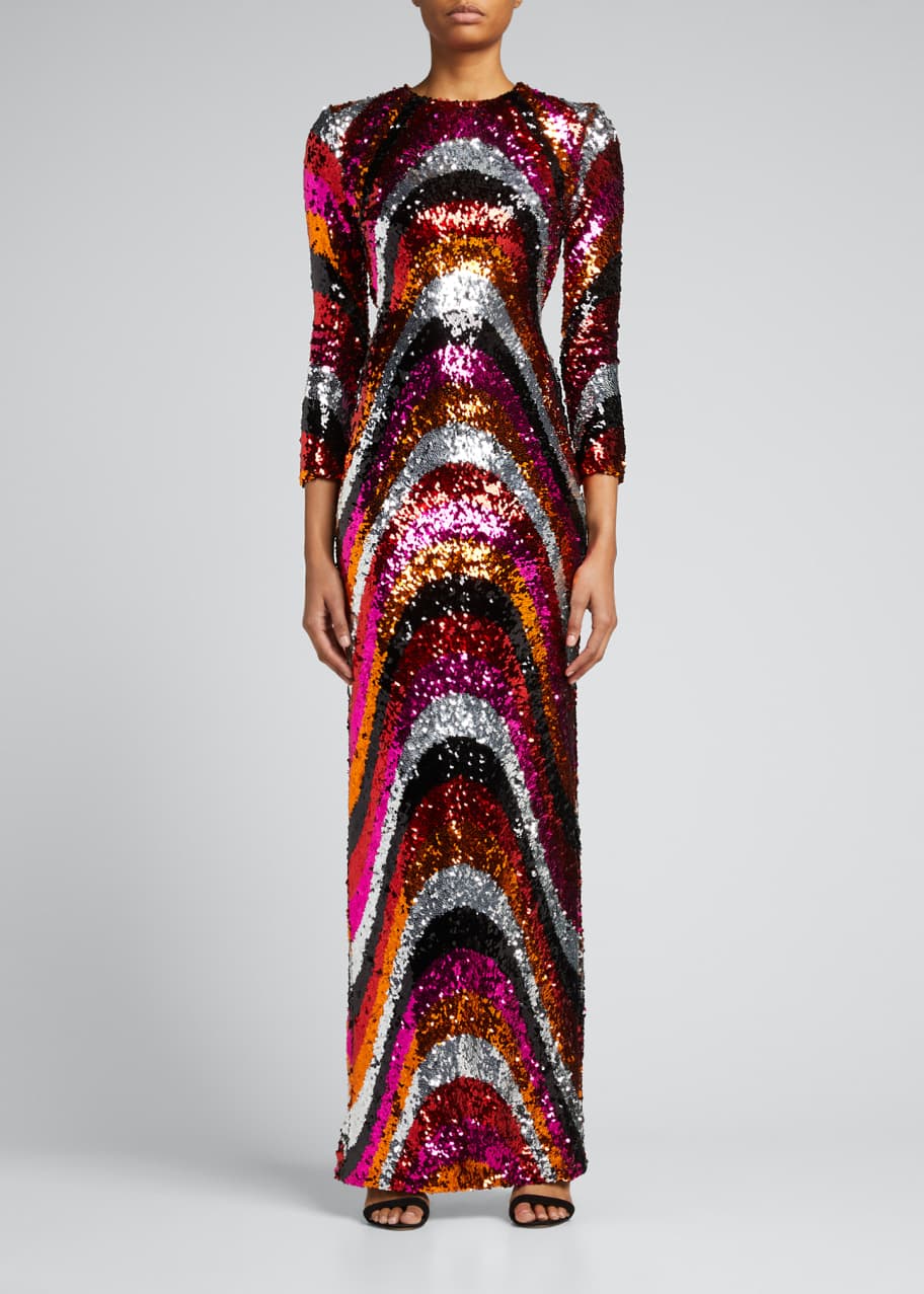 sequin column gown