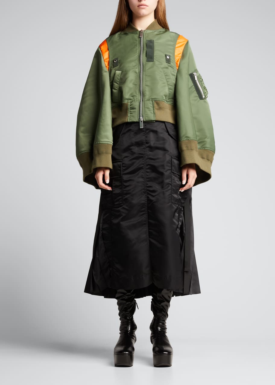SACAI Satin Cape-Sleeve Bomber Jacket - Bergdorf Goodman
