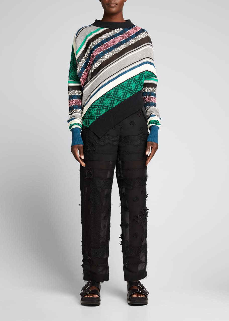 SACAI Rug Jacquard Knit Asymmetric Sweater - Bergdorf Goodman