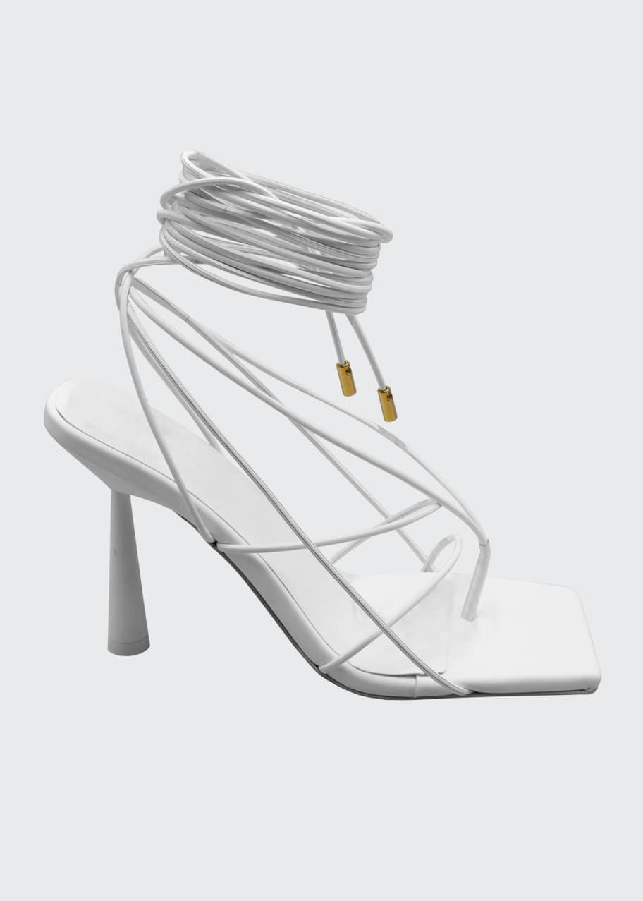 Image 1 of 1: 100mm Strappy Ankle-Tie Thong Sandals