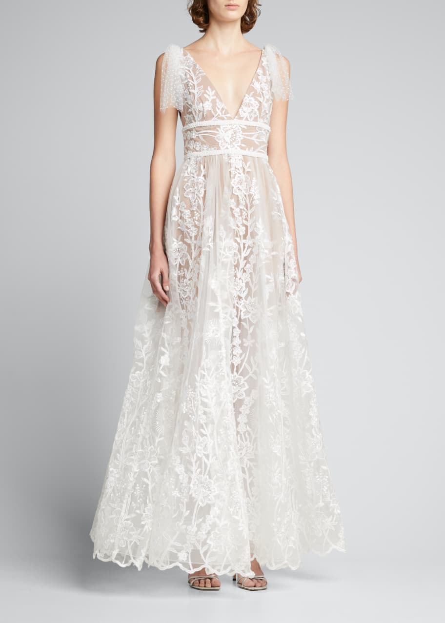Tunisia V Neck Floral Embroidered Gown