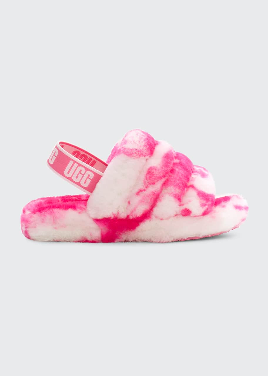 UGG Girl's Fluff Yeah Marble Shearling Sandals, Kids Bergdorf Goodman