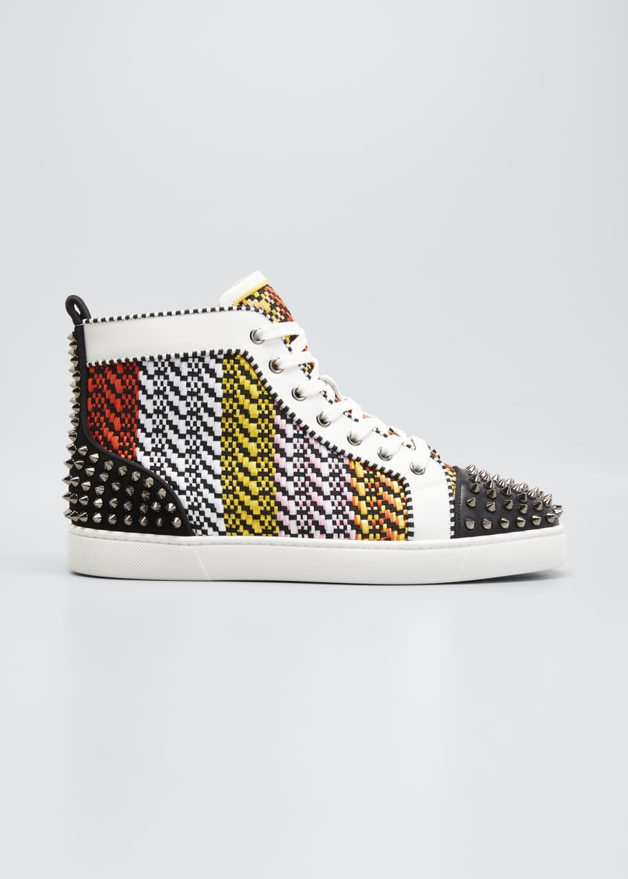 Christian Louboutin Men s Multicolor Woven Spike High Top Sneakers Bergdorf Goodman