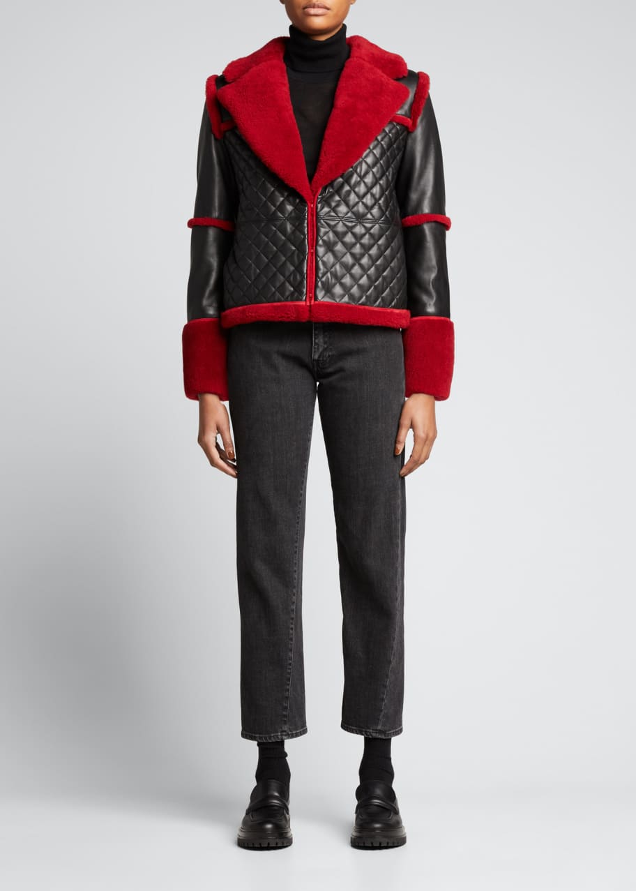 Alice and olivia leather jacket discount