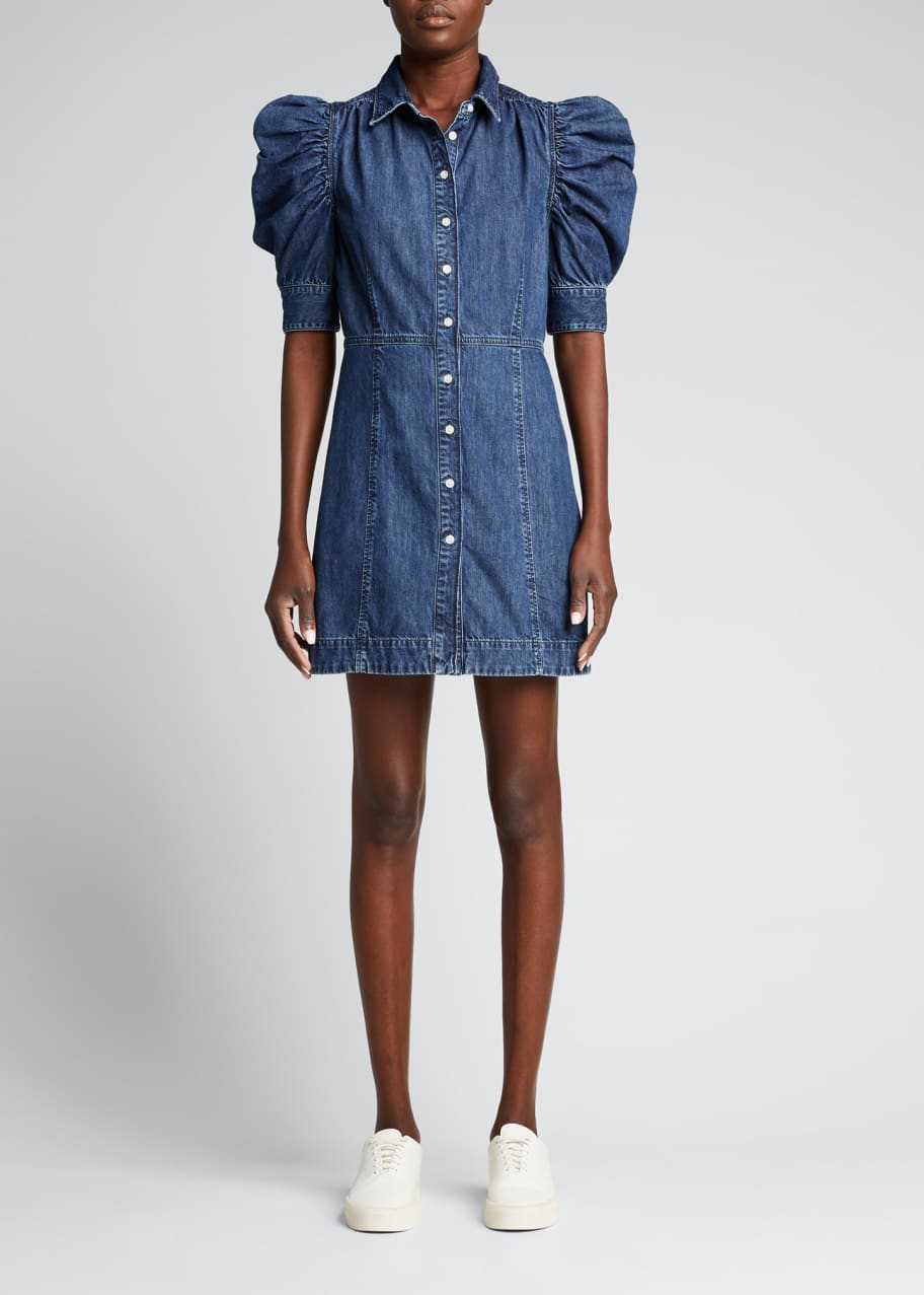 FRAME Gillian Puff Sleeve Denim Dress Bergdorf Goodman
