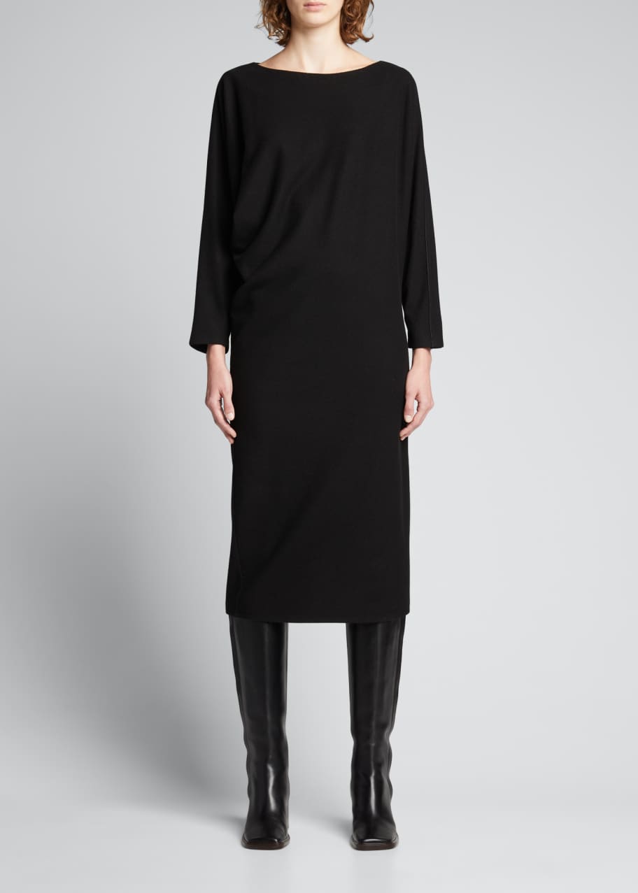 knee length dresses for ladies Siena Wool-Cashmere Midi Dress - Black