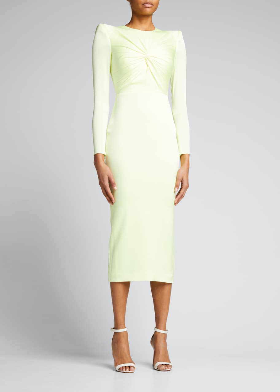 Alex Perry Monroe Strong-Shoulder Twist Midi Dress - Bergdorf Goodman