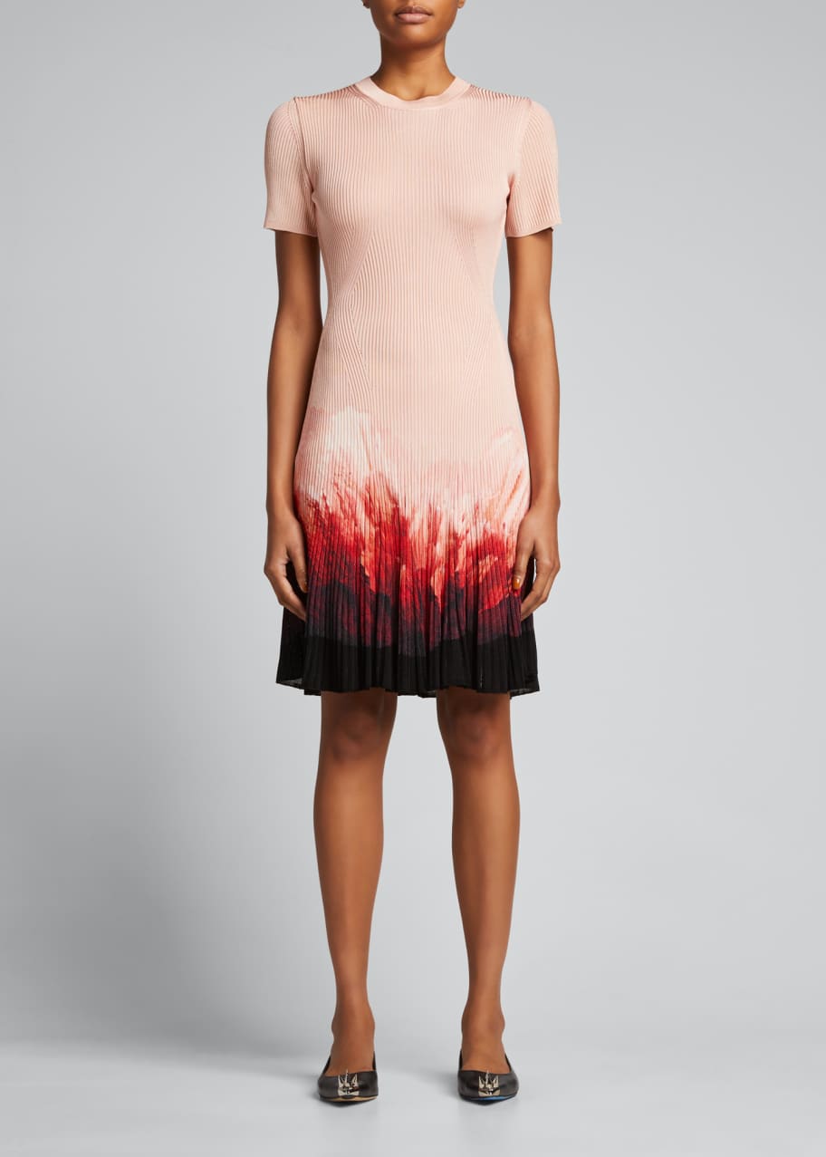McQueen Dip-Dye Ribbed Fit-&-Flare Dress - Bergdorf Goodman