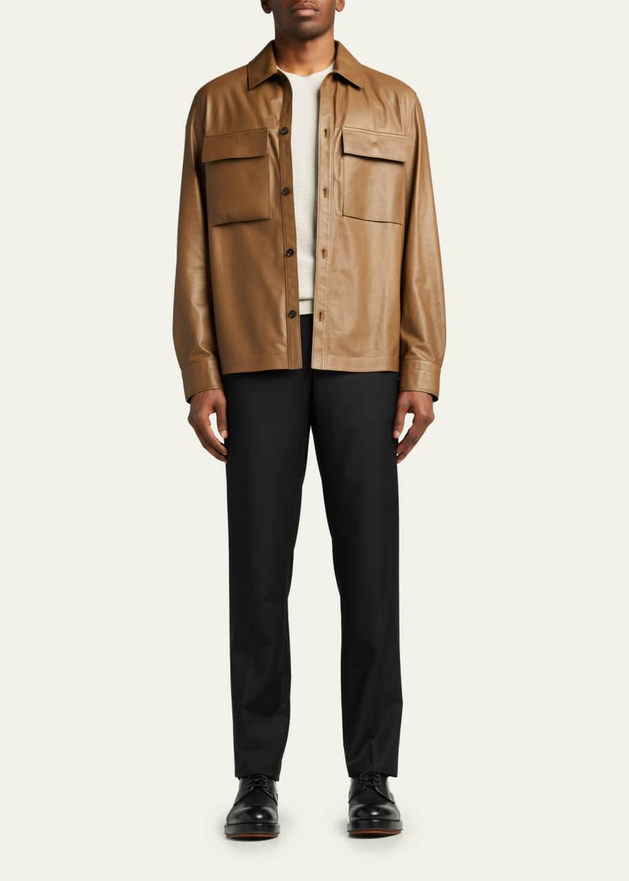 ZEGNA Men's Leather Overshirt - Bergdorf Goodman