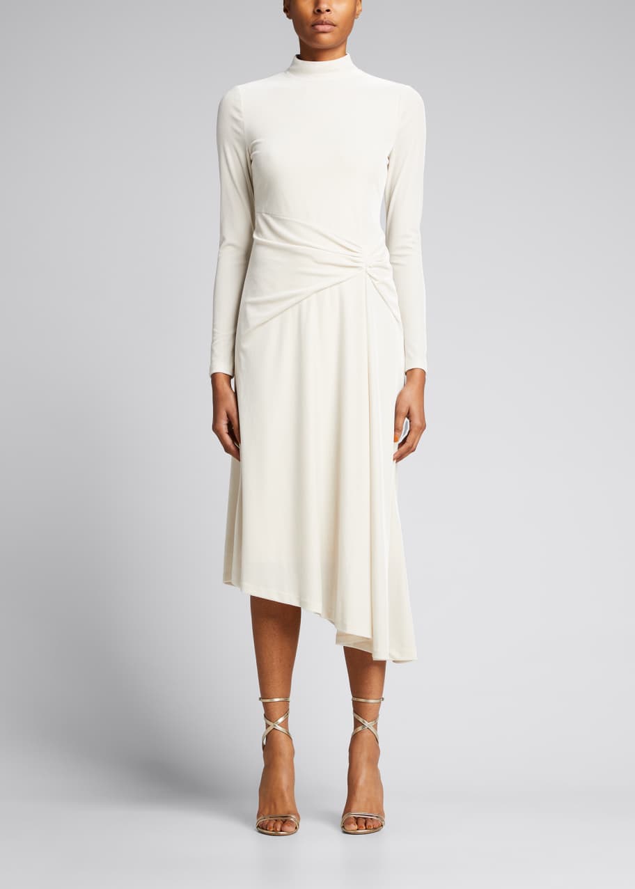 Image 1 of 1: Bell Long-Sleeve Velvet Cocktail Dress