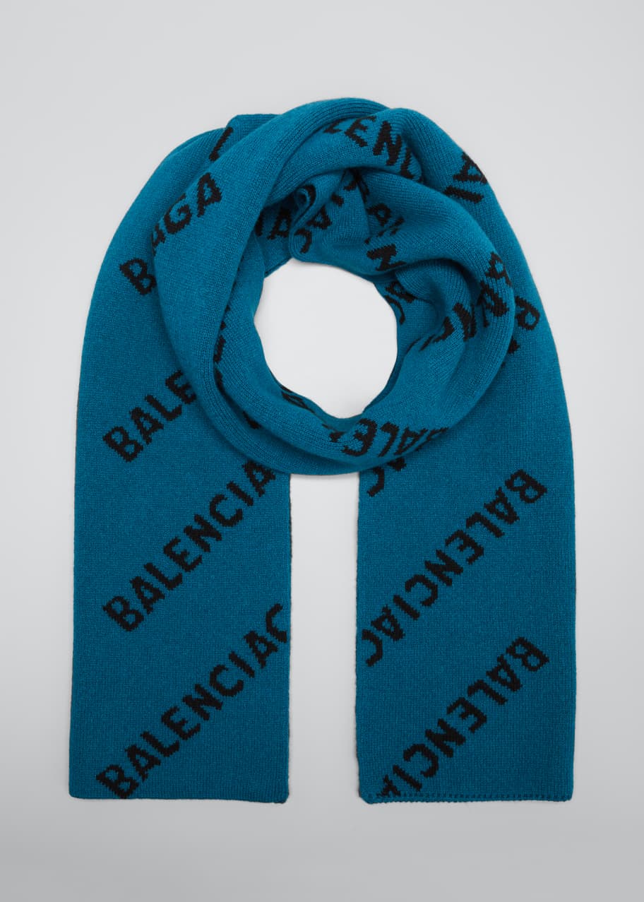 Balenciaga All Over Logo Scarf in Blue
