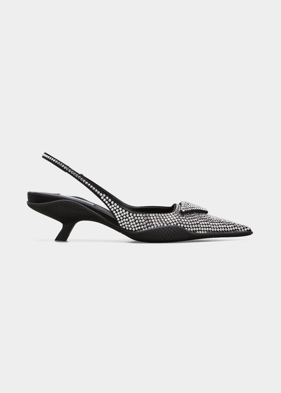 Prada Crystal Kitten Heel Slingback Pumps Bergdorf Goodman
