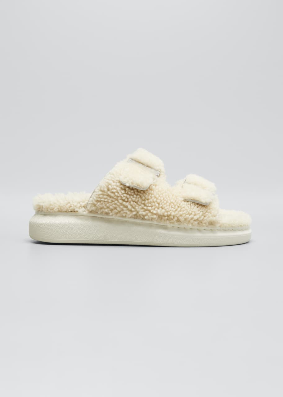 Oversized Hybrid Shearling Slide Sandals