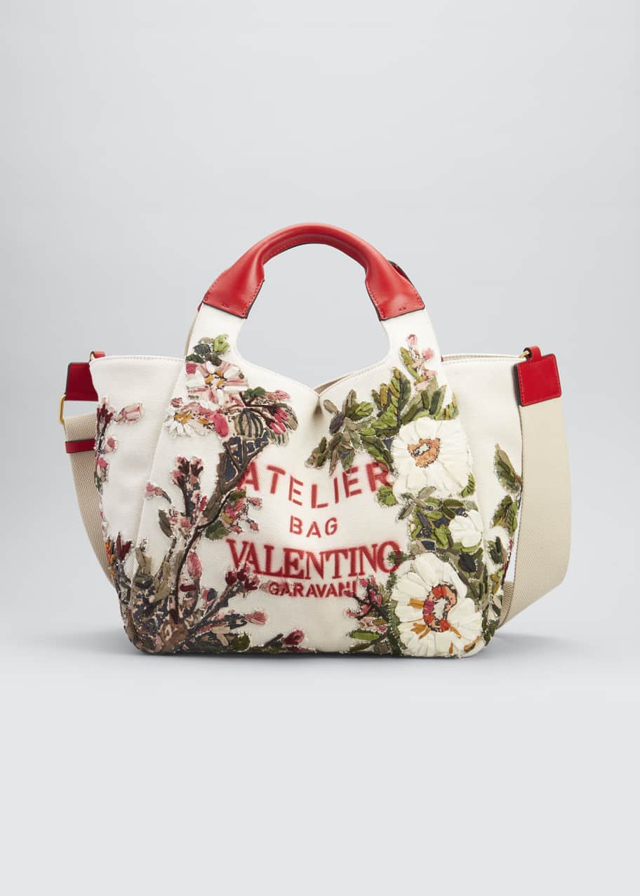 Valentino Garavani Atelier Floral Logo Medium Tote Bag - Bergdorf Goodman