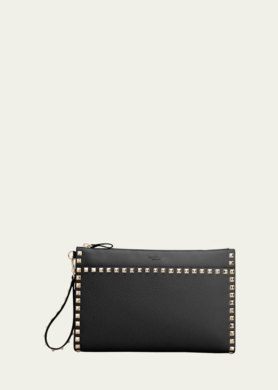 Valentino Garavani Rockstud Large Flat Pouch Clutch Bag