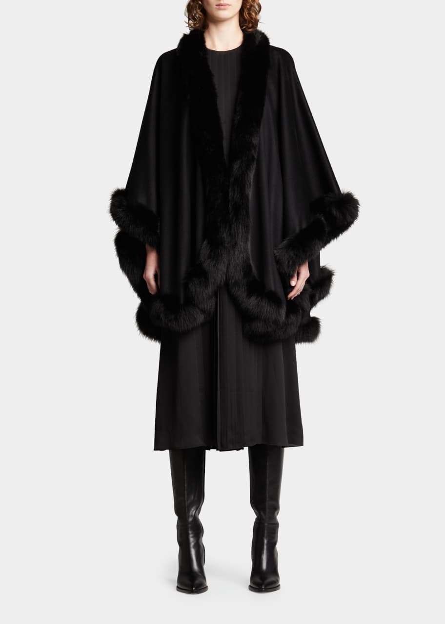 Sofia Cashmere Fox Fur Cashmere Cape Bergdorf Goodman