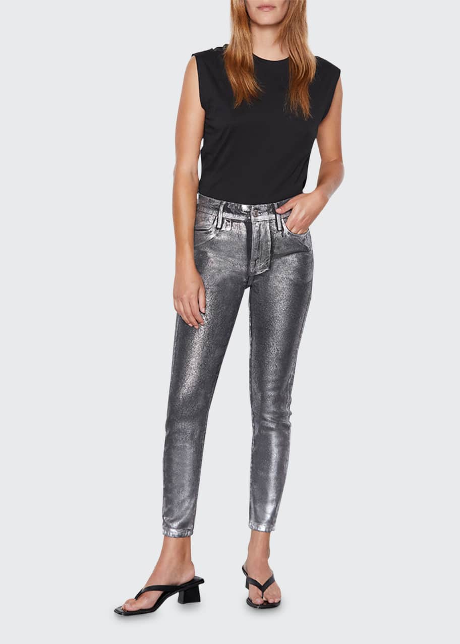 FRAME Le High Skinny Crop Coated Jeans Bergdorf Goodman