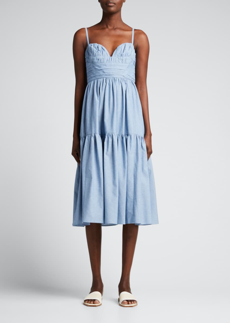 ruched tiered midi dress ASOS Design Ruched Square Neck Tiered Midi Dress with lace inserts in White