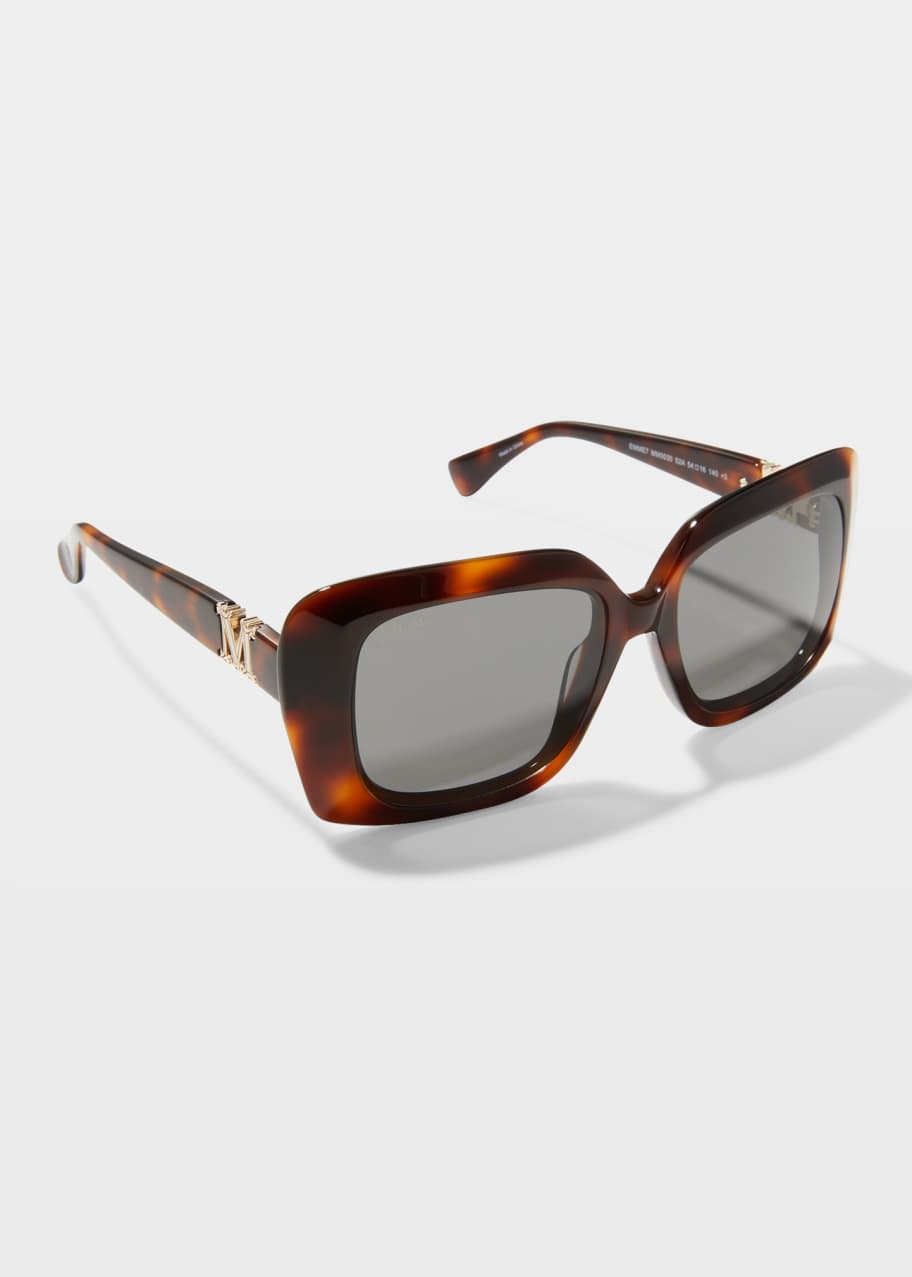 Max Mara Emme Rectangle Plastic Sunglasses w/ Chain Strap - Bergdorf ...