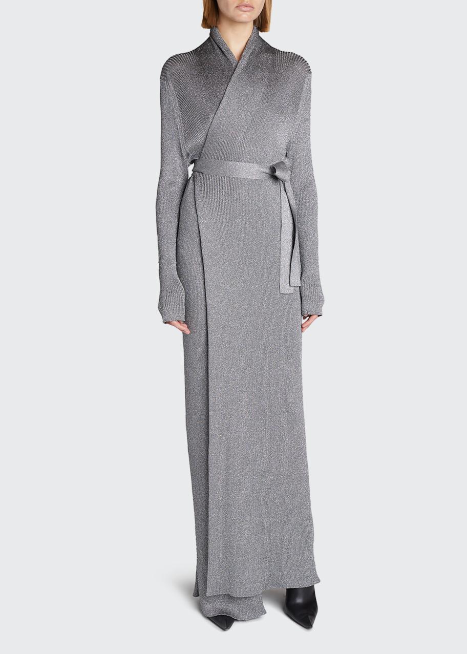 metallic knit wrap dress Balenciaga Ribbed-Knit Balenciaga
