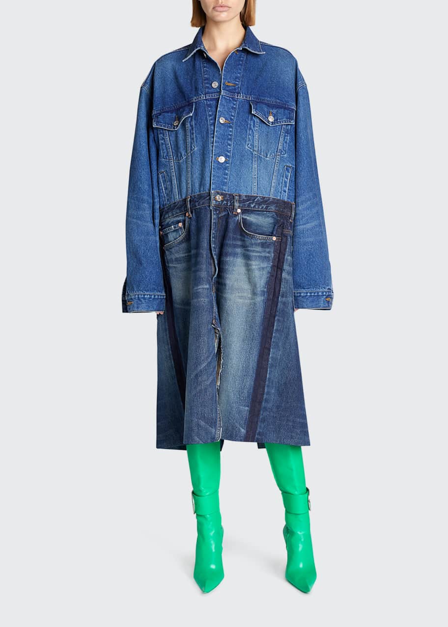 Balenciaga Patchwork Denim Midi Dress - Bergdorf Goodman