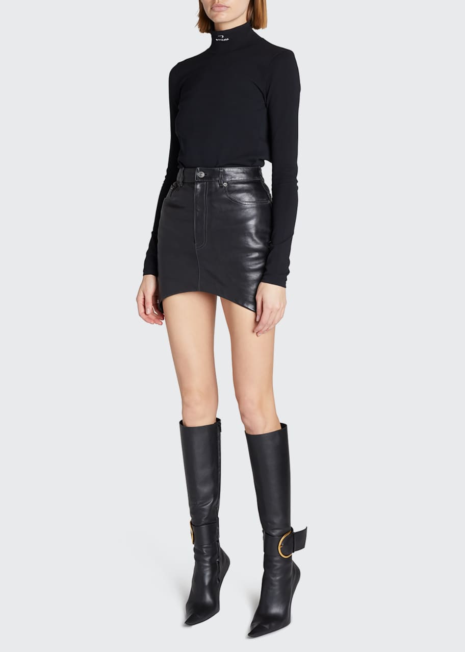Balenciaga Hourglass-Hem Leather Mini Skirt - Bergdorf Goodman