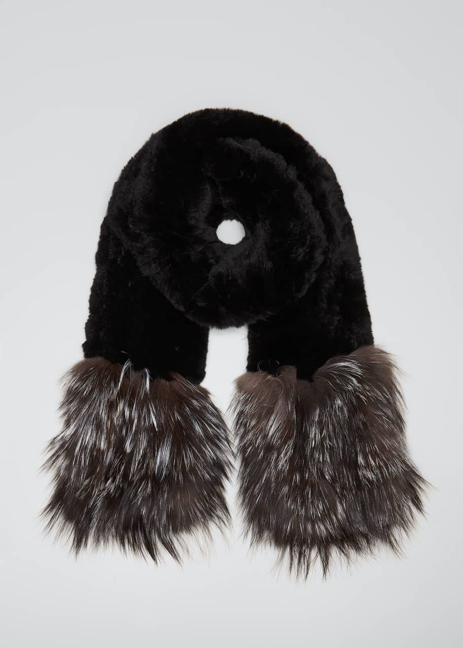 Adrienne Landau Rabbit & Fox Fur Knit Scarf - Bergdorf Goodman